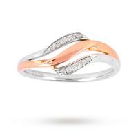 9ct Rose and White Gold 0.06ct Diamond Twist Ring