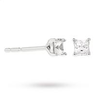 9ct White Gold 0.25ct Princess Cut Diamond Stud Earrings