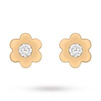 9ct Rose Gold Cubic Zirconia Flower Stud Earrings