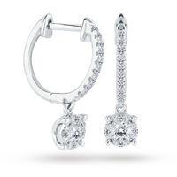 9ct White Gold 0.30 Carat Total Weight Diamond Multi Stone Drop Earrings