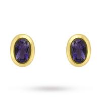 9ct Yellow Gold Oval Iolite Stud Earrings