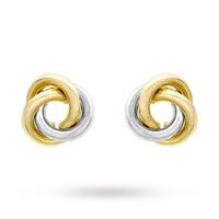 9ct Two Colour Gold Knot Stud Earrings