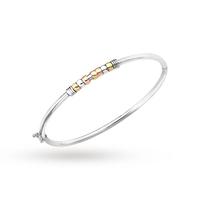 9ct white gold bangle with multi colour gold beads