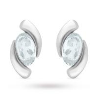 9ct White Gold Aquamarine Stud Earrings