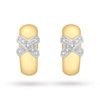 9ct Yellow Gold Diamond Kiss Half-Band Earrings