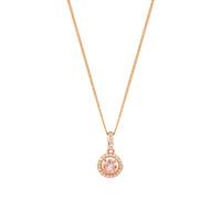 9ct Rose Gold 0.27ct Morganite and Diamond Halo Pendant