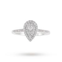 9ct White Gold Diamond Multi Stone Halo Pear Cut Ring - Ring Size K