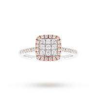 9ct Rose and White Gold Multi Stone Halo Cushion Cut Ring