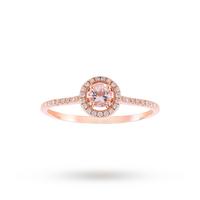 9ct Rose Gold 0.27ct Morganite And 0.13ct Diamond Halo Ring 4x4mm