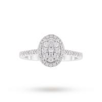 9ct White Gold 0.33ct Diamond Multi Stone Halo Oval Cut Ring - Ring Size P