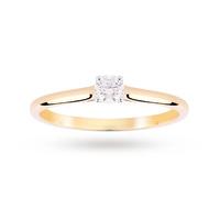 9ct Yellow Gold 0.15ct Diamond Engagement Ring - Ring Size J