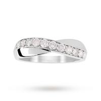 9ct White Gold Cross Over 0.50ct Diamond Ring - Ring Size P
