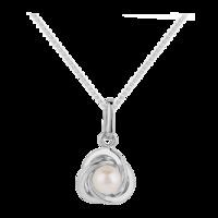 9ct White Gold Pearl set Knot Pendant