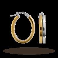 9ct 2 Tone Gold Oval Hoop Earrings