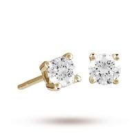 9ct Yellow Gold 0.25ct 4 Claw Diamond Earrings