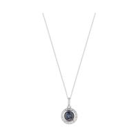 9ct White Gold Sapphire and Diamond Halo Necklace