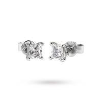 9ct White Gold 0.25ct Princess Cut Stud Earrings