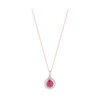 9ct Rose Gold Ruby and Diamond Halo Pendant