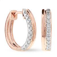 9ct two colour gold 020ct diamond set hoop earrings