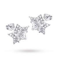 9ct White Gold Cubic Zirconia Star Stud Earrings