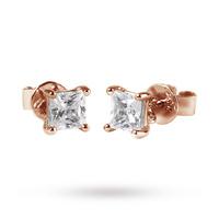 9ct Rose Gold 0.25ct Princess Cut Stud Earrings