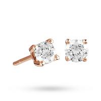 9ct Rose Gold 0.25ct 4 Claw Diamond Earrings