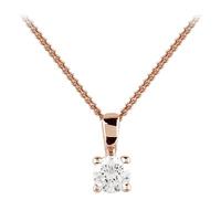 9ct Rose Gold 0.25ct 4 Claw Diamond Pendant