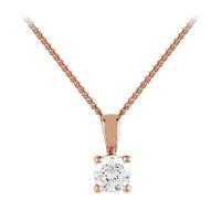 9ct Rose Gold 0.15ct 4 Claw Diamond Pendant