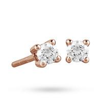 9ct Rose Gold 0.15ct 4 Claw Diamond Earrings