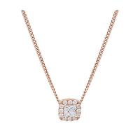 9ct rose gold princess cut diamond halo pendant