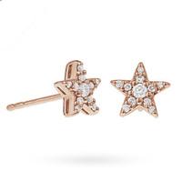 9ct Rose Gold 0.15ct Diamond Star Stud Earrings