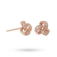 9ct Rose Gold 0.15ct Diamond Knot Stud Earrings