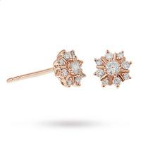 9ct Rose Gold 0.25ct Snowflake Stud Earrings