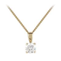 9ct Yellow Gold 0.33ct 4 Claw Diamond Pendant