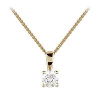 9ct Yellow Gold 0.25ct 4 Claw Diamond Pendant