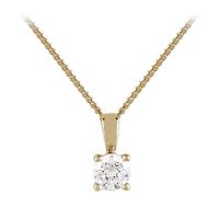 9ct Yellow Gold 0.15ct 4 Claw Diamond Pendant