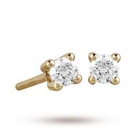 9ct Yellow Gold 0.15ct 4 Claw Diamond Earrings