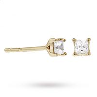 9ct yellow gold 025ct princess cut diamond stud earrings