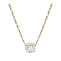 9ct yellow gold princess cut diamond halo pendant