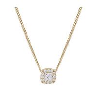 9ct Yellow Gold 0.30ct Princess Cut Diamond Halo Pendant