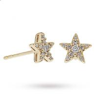 9ct Yellow Gold 0.15ct Diamond Star Stud Earrings