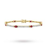 9ct yellow gold diamond and ruby bracelet