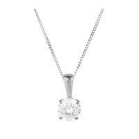 9ct white gold 6mm cubic zirconia pendant