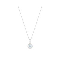 9ct White Gold 0.25ct Aquamarine And 0.08ct Diamond Halo Pendant 4x4mm