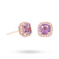 9ct Rose Gold Amethyst and White Sapphire Stud Earrings