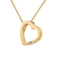 9ct Yellow Gold Diamond Set Heart Slider Pendant