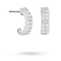 9ct white gold double row cubic zirconia hoop