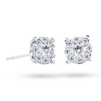 9ct White Gold 0.50 Carat Total Weight Diamond Multi Stone Stud Earrings