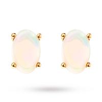 9ct yellow gold oval opal stud earrings