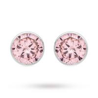 9ct White Gold Pink Cubic Zirconia Stud Earrings